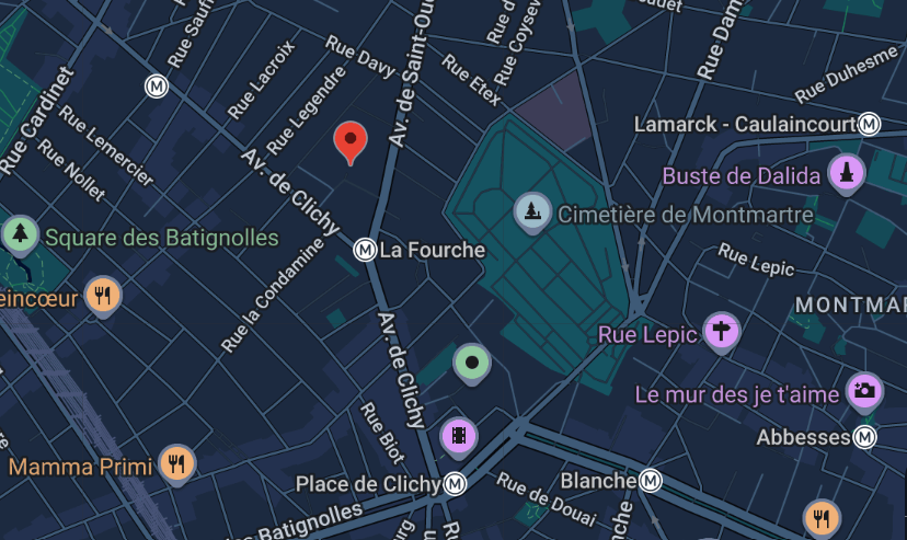 Plan d’accès à l’atelier de théâtre Terrain de Jeu – Paris 17e